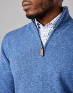 Lambswool Half Zip Jumper - Blue -Joseph Turner Shop 1a0ff56a mens blue lambswool half zip jumper mklwhzble 4