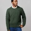 Aran Crew Neck Jumper - Dark Green 2 Aran Crew Neck Jumper - Dark Green -Joseph Turner Shop 38aaff39 mens dark green aran crew neck jumper mkarcrdkg 1