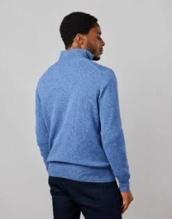 Lambswool Half Zip Jumper - Blue -Joseph Turner Shop 4b7856ba mens blue lambswool half zip jumper mklwhzble 2