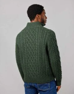Aran Half Zip Jumper - Dark Green -Joseph Turner Shop 4f9a8836 mens dark green aran half zip jumper mkarhzdkg 2