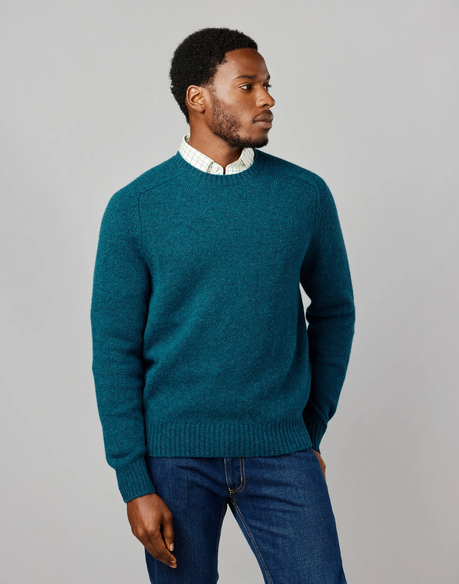 Shetland Crew Neck Jumper - Teal 4 Shetland Crew Neck Jumper - Teal - Image 2
