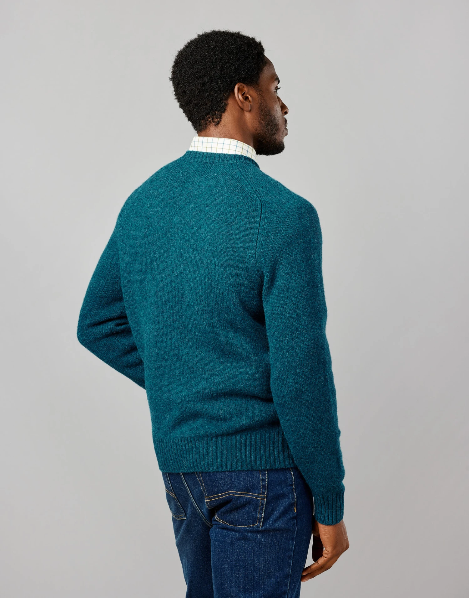 Shetland Crew Neck Jumper - Teal 5 Shetland Crew Neck Jumper - Teal - Image 3