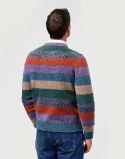 Shetland Striped Crew Neck Jumper - Orange/Green -Joseph Turner Shop 6b844bfb mens orange green shetland striped crew neck jumper mkshstorg 2