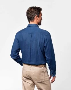 Linen Shirt Long Sleeve - Atlantic -Joseph Turner Shop Mens Atlantic Long Sleeve Linen Shirt MCLNLSATL 2