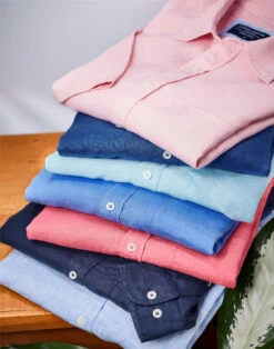 Linen Shirt Long Sleeve - Atlantic -Joseph Turner Shop Mens Atlantic Long Sleeve Linen Shirt MCLNLSATL 6