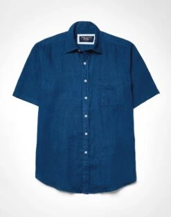 Linen Shirt Short Sleeve - Atlantic -Joseph Turner Shop Mens Atlantic Short Sleeve Linen Shirt MCLNSSATL 3