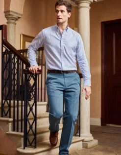 Flat Front Chinos - Blue