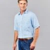 Linen Shirt Short Sleeve - Blue Gingham
