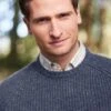 Lambswool Whitby Rib Crew Neck Jumper - Blue 1 Lambswool Whitby Rib Crew Neck Jumper - Blue -Joseph Turner Shop Mens Blue Lambswool Whitby Crew Neck Jumper MKLWWRBLU 0