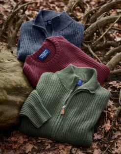 Lambswool Whitby Rib Crew Neck Jumper - Blue -Joseph Turner Shop Mens Blue Lambswool Whitby Crew Neck Jumper MKLWWRBLU 6