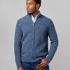 Lambswool Whitby Zip Cardigan - Blue -Joseph Turner Shop Mens Blue Lambswool Whitby Zip Cardigan MKLWWZBLU 1