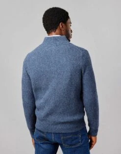 Joseph Turner Shop -Joseph Turner Shop Mens Blue Lambswool Whitby Zip Cardigan MKLWWZBLU 2