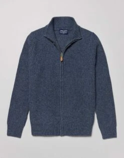 Lambswool Whitby Zip Cardigan - Blue -Joseph Turner Shop Mens Blue Lambswool Whitby Zip Cardigan MKLWWZBLU 3