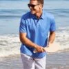 Mercerised Jersey Polo Shirt - Blue -Joseph Turner Shop Mens Blue Mercerised Jersey Polo Shirt MTPOMEBLU 0