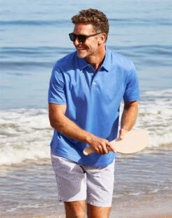Mercerised Jersey Polo Shirt - Blue