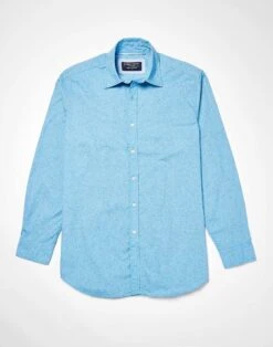 Cotton Print Shirt - Blue Micro Flower -Joseph Turner Shop Mens Blue Micro Flower Cotton Print Shirt MCCTPRFLT 3