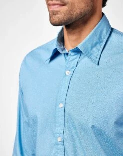 Cotton Print Shirt - Blue Micro Flower -Joseph Turner Shop Mens Blue Micro Flower Cotton Print Shirt MCCTPRFLT 4