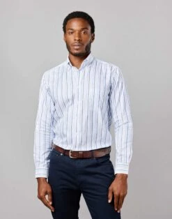 Button-Down Oxford Shirt - Blue/Navy Stripe