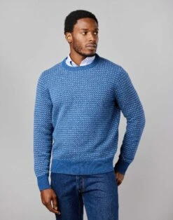 Nordic Crew Neck Jumper - Blue -Joseph Turner Shop Mens Blue Nordic Crew Neck Jumper MKNORDBLU 1