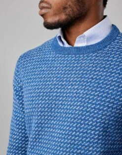 Nordic Crew Neck Jumper - Blue -Joseph Turner Shop Mens Blue Nordic Crew Neck Jumper MKNORDBLU 4
