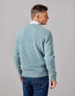 Shetland Crew Neck Jumper - Blue -Joseph Turner Shop Mens Blue Shetland Crew Neck Jumper MKSHCRBLU 2