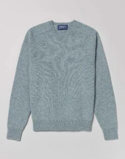 Shetland Crew Neck Jumper - Blue -Joseph Turner Shop Mens Blue Shetland Crew Neck Jumper MKSHCRBLU 3