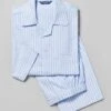 Pyjamas - Blue/White Stripe (brushed) -Joseph Turner Shop Mens Blue Stripe Brushed Cotton Pyjamas MNPYJABLW 1