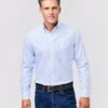 Button Down Oxford Shirt - Blue Stripe -Joseph Turner Shop Mens Blue Stripe Buttondown Oxford Shirt MCBDOXBST 1