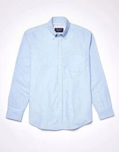 Washed Oxford Shirt - Blue -Joseph Turner Shop Mens Blue Washed Button Down Oxford Shirt MCWSBOBLU 3