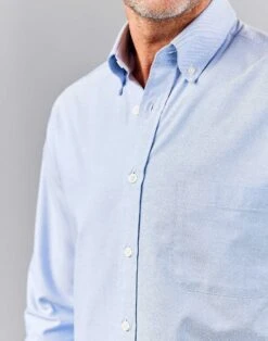 Washed Oxford Shirt - Blue -Joseph Turner Shop Mens Blue Washed Button Down Oxford Shirt MCWSBOBLU 4