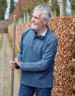 Washed Piqué Half Zip Sweatshirt - Blue