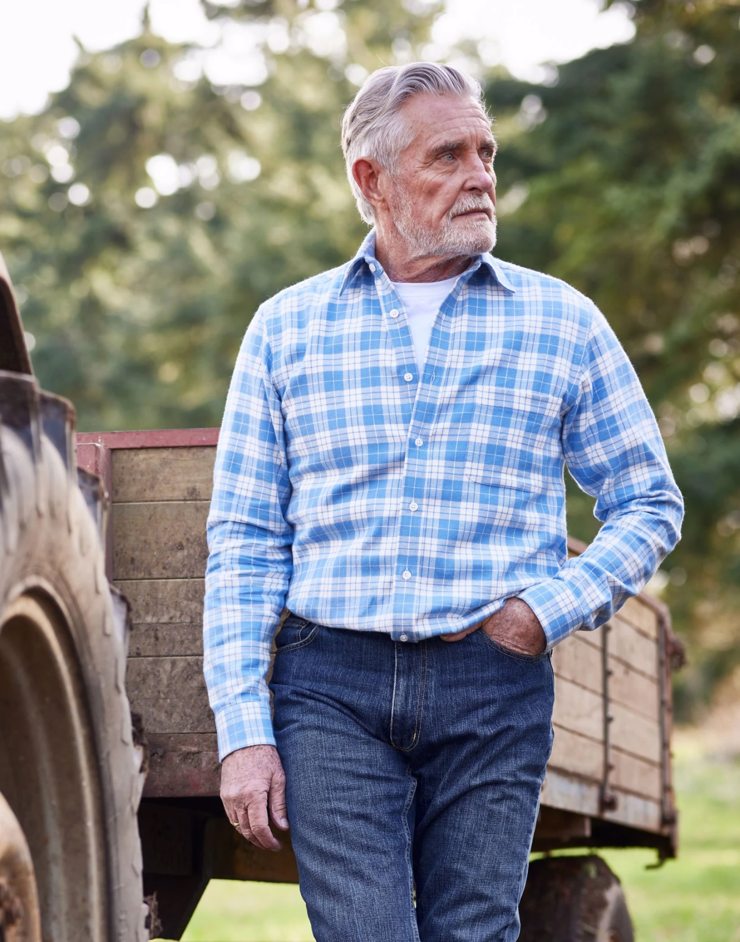 Brushed Cotton Check Shirt - Blue/White 3 Brushed Cotton Check Shirt - Blue/White
