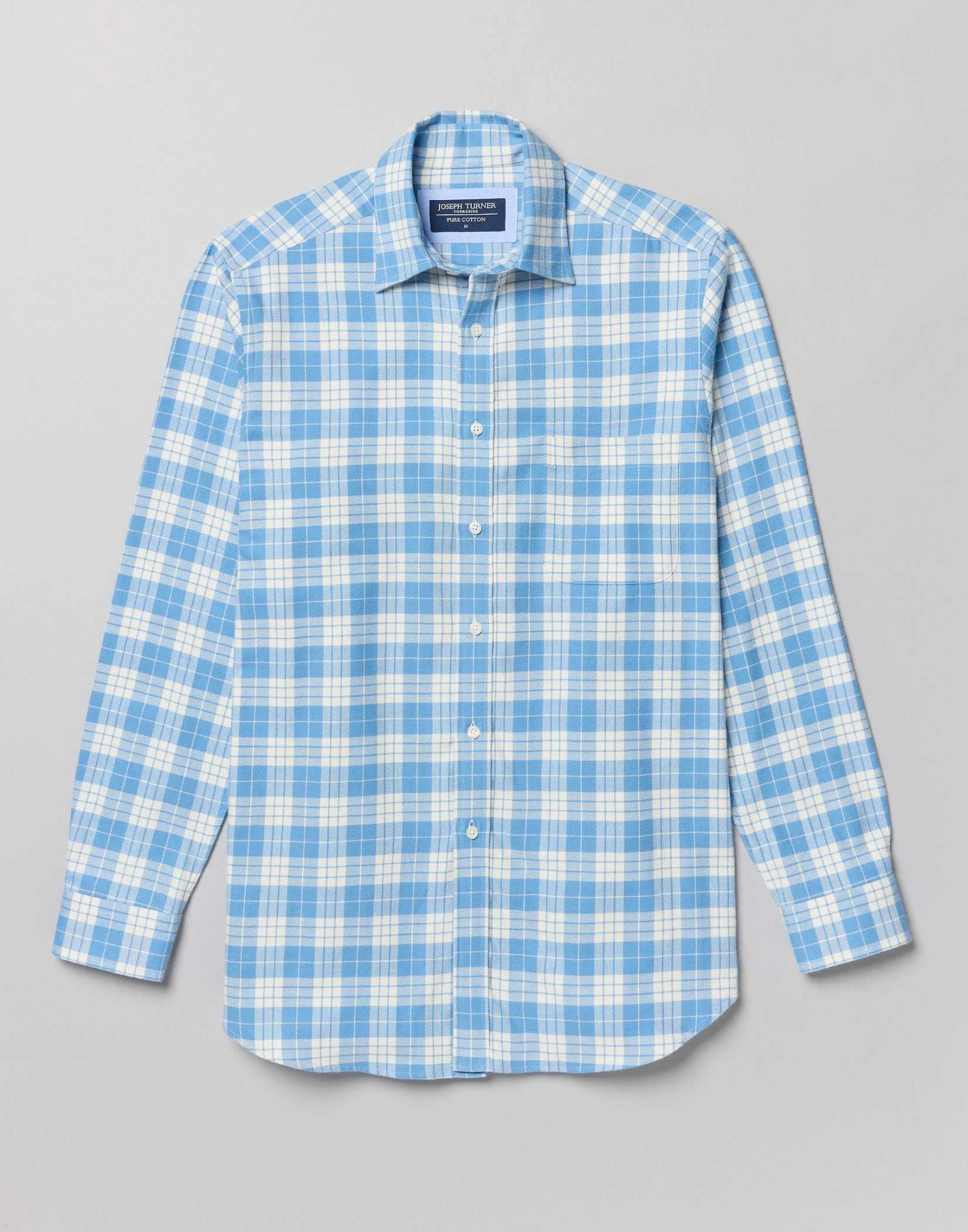 Brushed Cotton Check Shirt - Blue/White 6 Brushed Cotton Check Shirt - Blue/White - Image 4