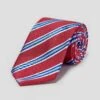Blue/White Stripes On Red Woven Silk Tie -Joseph Turner Shop Mens Blue White Stripes on Red Woven Silk Tie MAT443 1