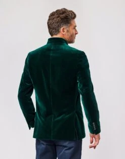 Velvet Nehru Jacket - Bottle Green -Joseph Turner Shop Mens Bottle Green Velvet Jacket MJVVNJGRN 2