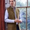 Tweed Nehru Gilet - Brown/Damson/Blue Check