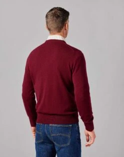 Cashmere Crew Neck Jumper - Burgundy -Joseph Turner Shop Mens Burgundy Cashmere Crew Neck Jumper MKCACRBUR 2