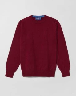 Cashmere Crew Neck Jumper - Burgundy -Joseph Turner Shop Mens Burgundy Cashmere Crew Neck Jumper MKCACRBUR 3