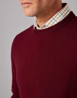 Cashmere Crew Neck Jumper - Burgundy -Joseph Turner Shop Mens Burgundy Cashmere Crew Neck Jumper MKCACRBUR 4