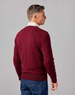 Cashmere V Neck Jumper - Burgundy 8 Cashmere V Neck Jumper - Burgundy -Joseph Turner Shop Mens Burgundy Cashmere V Neck Jumper MKCAVNBUR 2