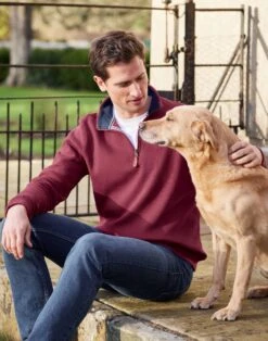 Half Zip Jersey Sweatshirt - Burgundy