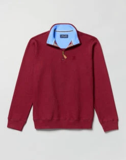 Half Zip Jersey Sweatshirt - Burgundy -Joseph Turner Shop Mens Burgundy Half Zip Jersey Sweatshirt MTHWHZBUR 3