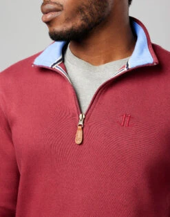 Half Zip Jersey Sweatshirt - Burgundy -Joseph Turner Shop Mens Burgundy Half Zip Jersey Sweatshirt MTHWHZBUR 4