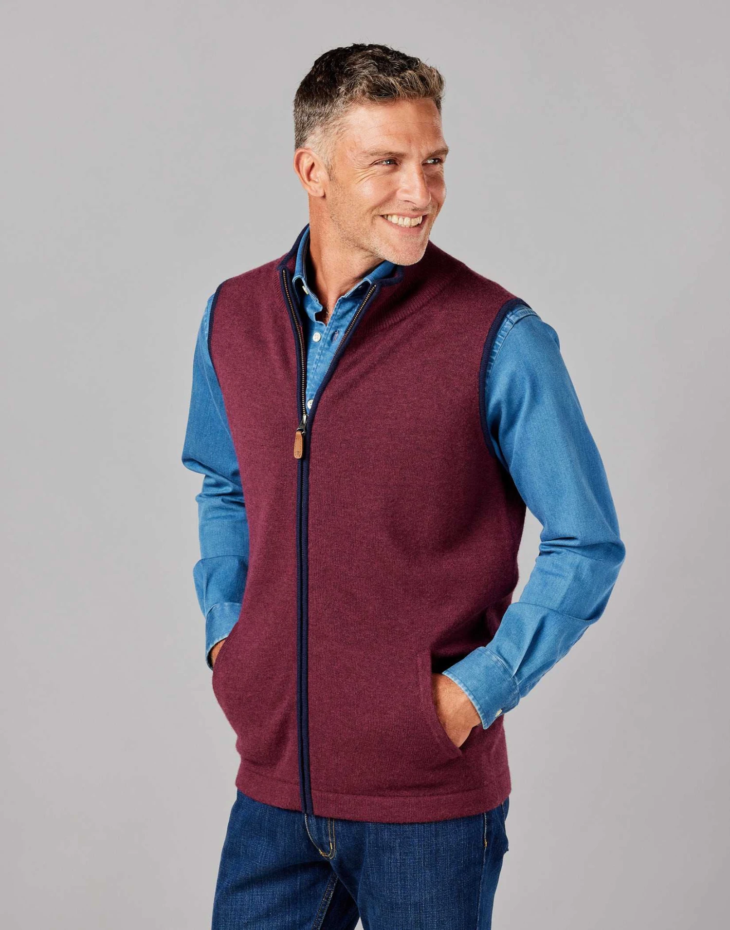 Merino Gilet - Burgundy 4 Merino Gilet - Burgundy - Image 2