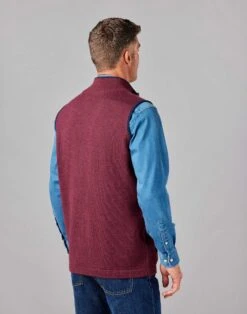 Merino Gilet - Burgundy 10 Merino Gilet - Burgundy -Joseph Turner Shop Mens Burgundy Knitted Merino Gilet MKMEGTBUR 2
