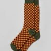 Checkerboard Socks - Burgundy/Ochre -Joseph Turner Shop Mens Burgundy Ochre Checkerboard Socks MASOCBBOC 1