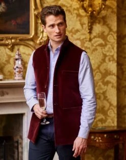 Velvet Nehru Gilet - Burgundy