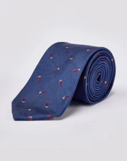 Cartridges On Navy Woven Silk Tie