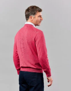 Merino Crew Neck Jumper - Cerise 8 Merino Crew Neck Jumper - Cerise -Joseph Turner Shop Mens Cerise Merino Crew Neck Jumper MKMECRCER 2