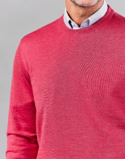 Merino Crew Neck Jumper - Cerise 10 Merino Crew Neck Jumper - Cerise -Joseph Turner Shop Mens Cerise Merino Crew Neck Jumper MKMECRCER 4